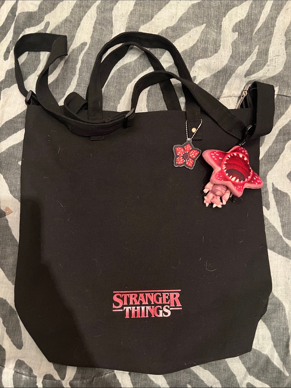 Stranger Things Tote with Plush Keychain